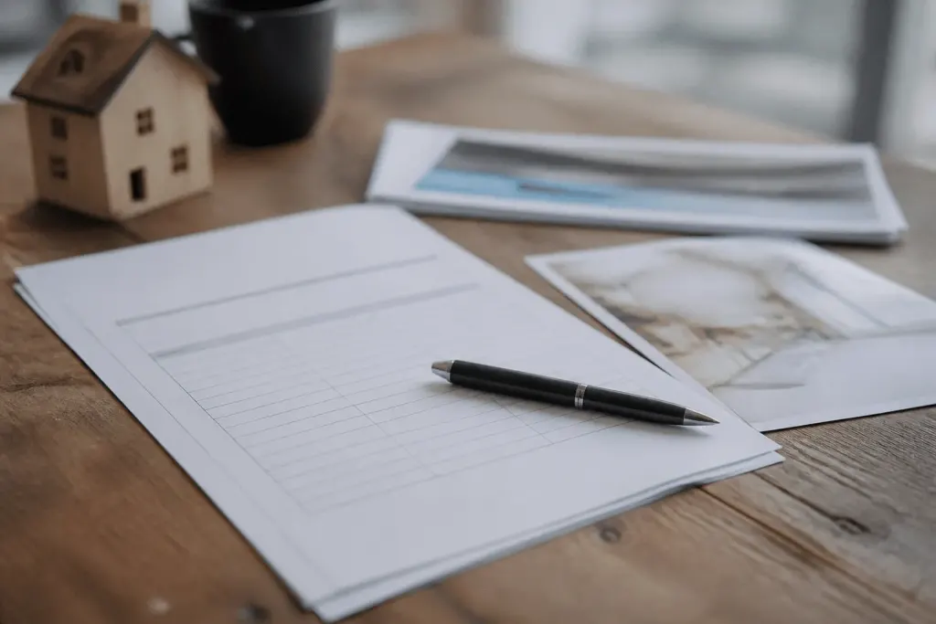 Devis papier sur table avec stylo et documents immobiliers