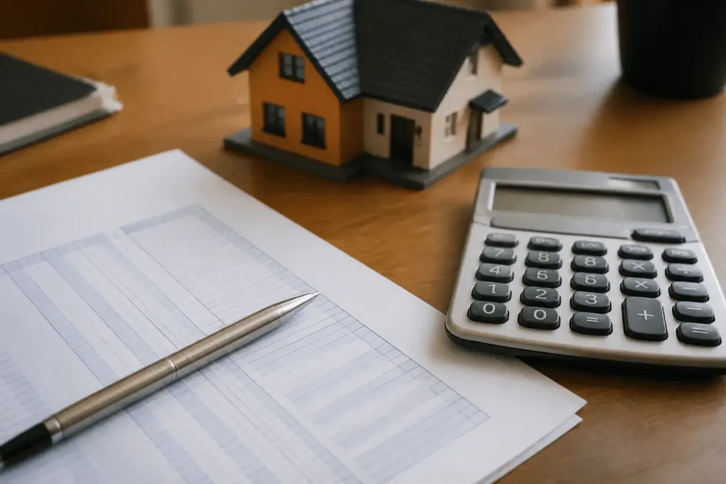 Document immobilier avec stylo sur tableau de calcul financier