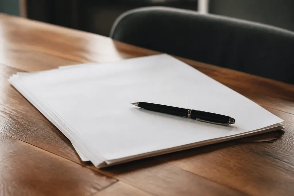 Document hypothecaire avec stylo sur table bureau