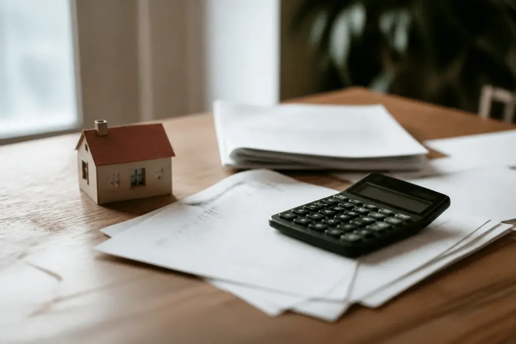 Documents financiers et calculatrice montrant remboursement anticipé hypothèque