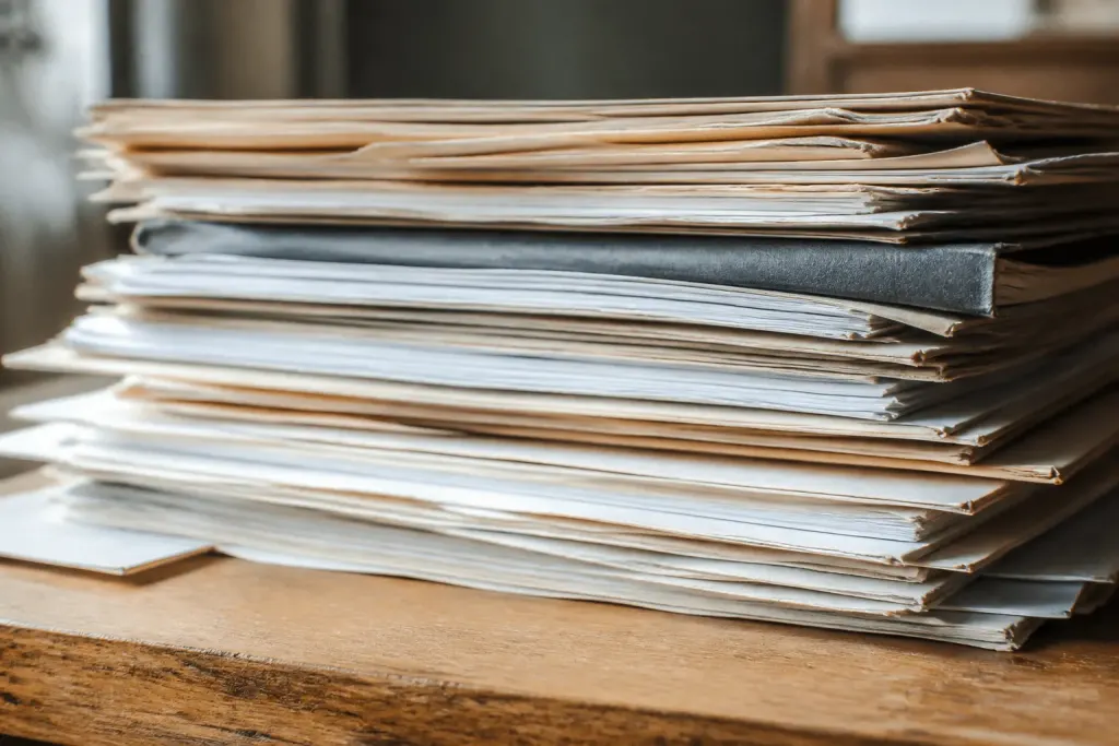 Documents immobiliers empiles avec dates expirations marquees