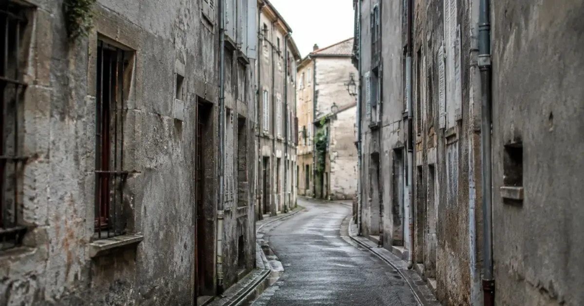 Rues etroites facades grises degradees immeubles vetustes
